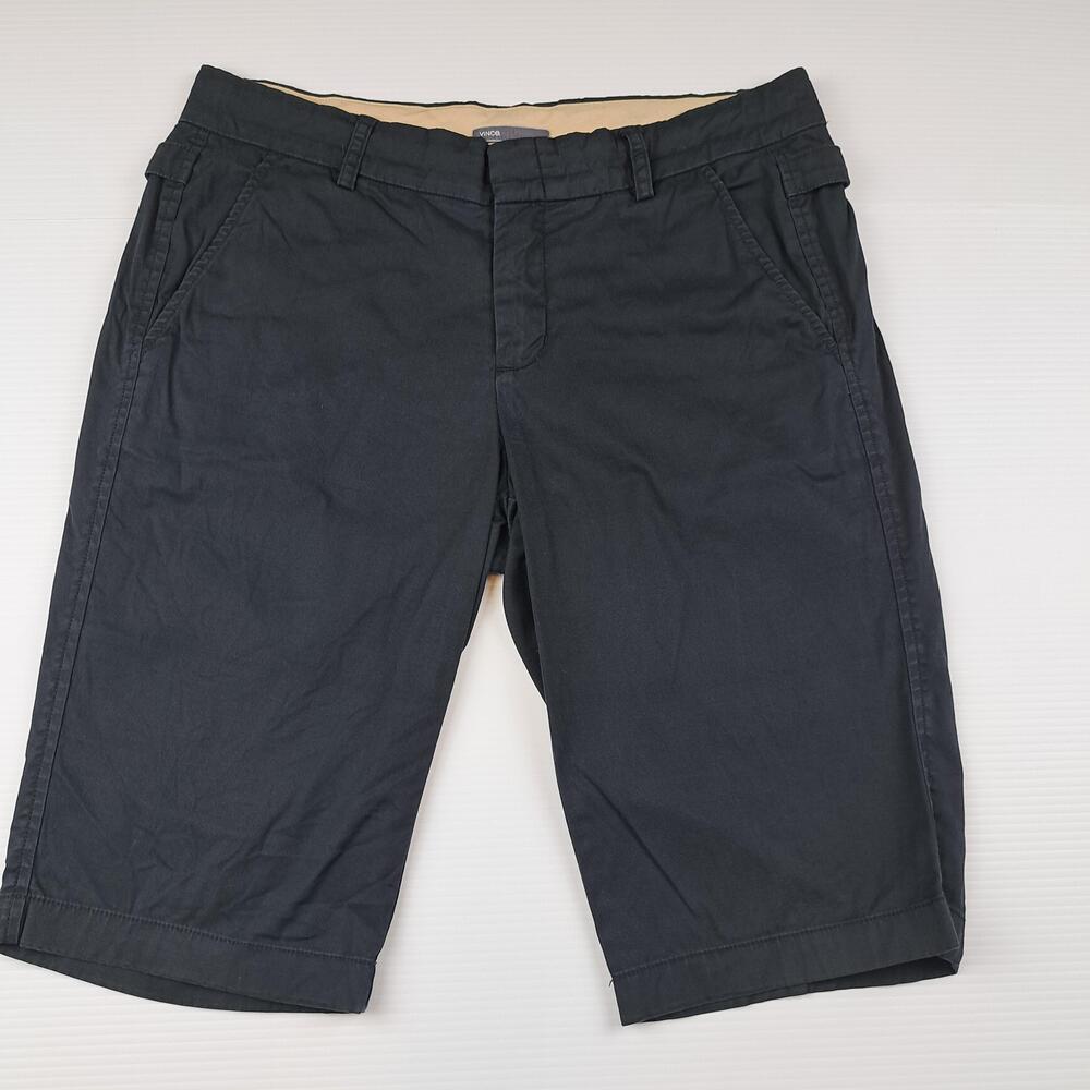 Vince Shorts Womens 6 Black Twill Bermuda Adjustable Waist Buckle 12" Inseam